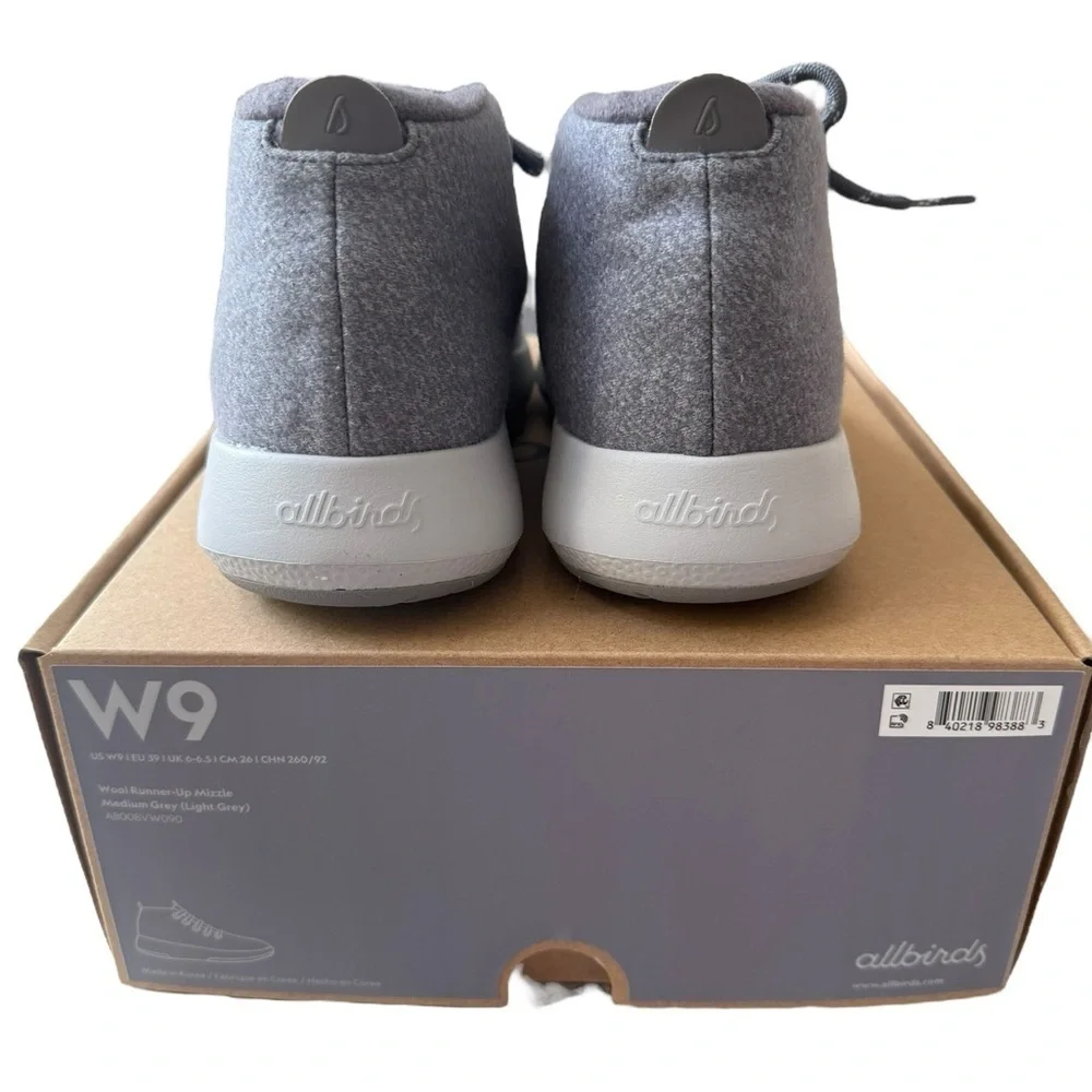 NIB Allbirds Women’s Wool Runner Up Mizzles Shoes in Light Grey in size 9
